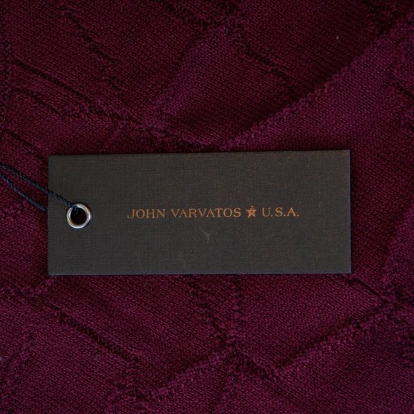 John Varvatos NWT Maroon Bristol Crack Stitch Crew Neck - Picture 2 of 5